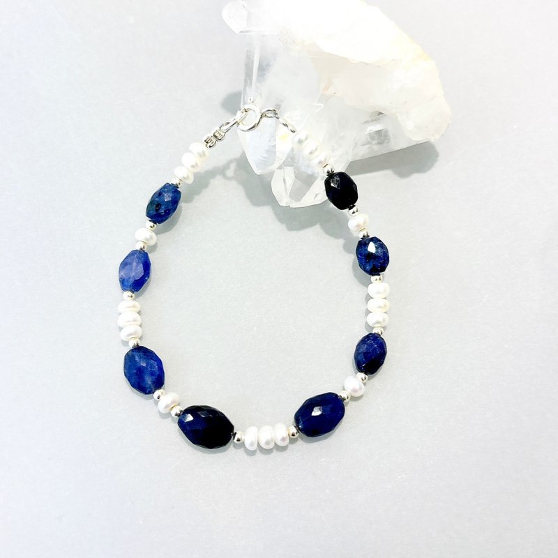 Ops Sapphire Sterling Silver bracelet- 藍寶石/925純銀/手鍊 - 手鍊/手環 - 寶石 藍色