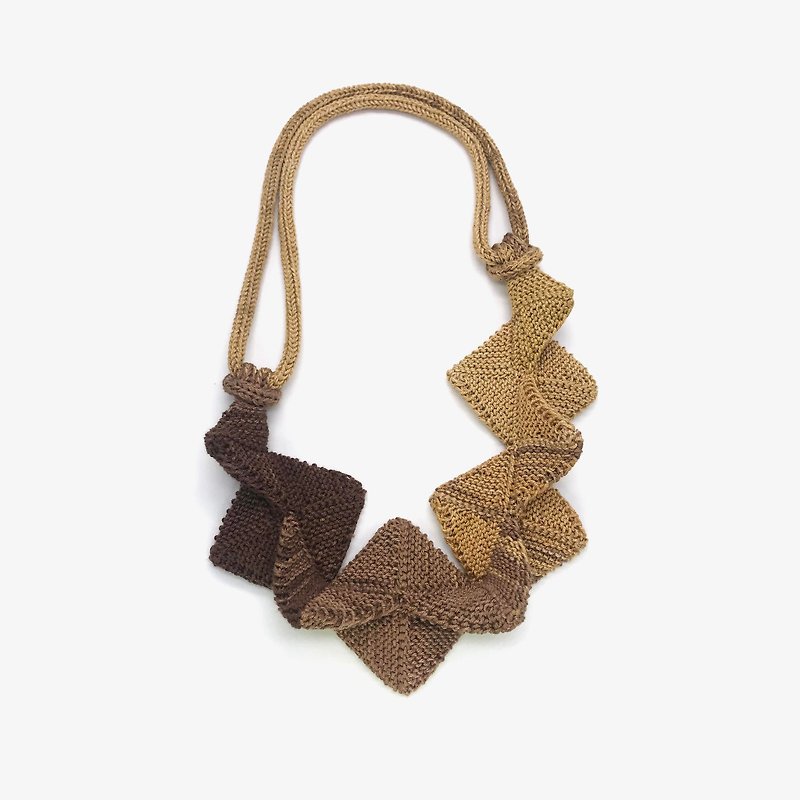 Thread Necklaces Brown - Hand woven jewelry Knitted necklace Geometric DIY jewelry