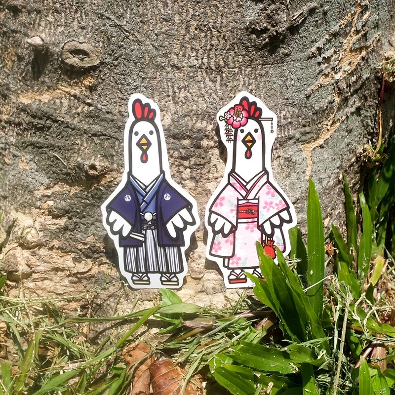 呱嘎嘎 chicken sticker kimono group - สติกเกอร์ - กระดาษ หลากหลายสี