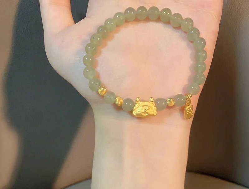 Natural Hetian jade bracelet, chubby baby dragon, gentle and sweet, beautiful to use - Bracelets - Jade 