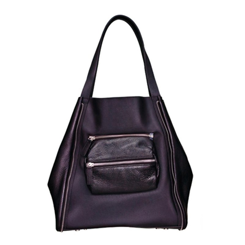 Genuine leather | Yuppie | Tote bag | Liu Daqiang joint model - กระเป๋าแมสเซนเจอร์ - หนังแท้ สีดำ