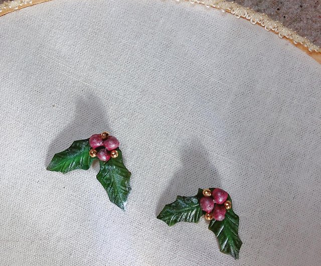 Mistletoe Christmas Leather Earrings