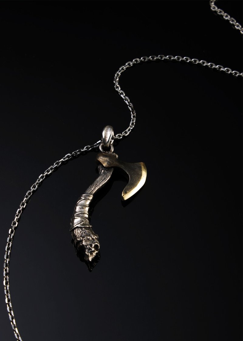 Axe Skull Pendant 斧頭骷髏項鍊 | Standard Collection 系列 - 項鍊 - 純銀 銀色