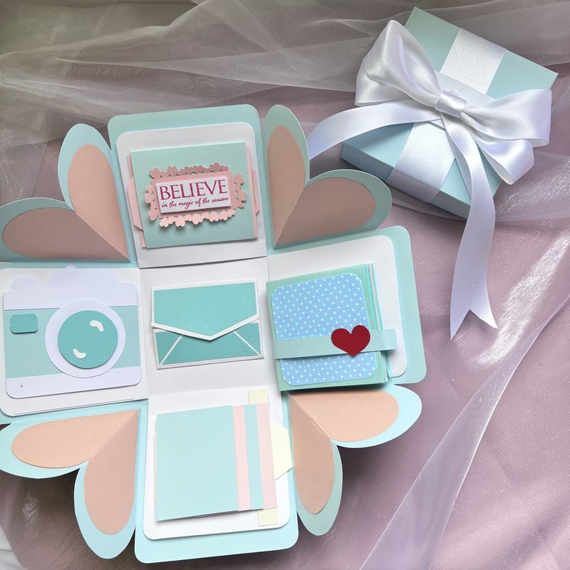 經典款客製化禮物盒|生日禮物|情人節禮物|代洗照片│水藍 - 相簿/相本 - 紙 藍色