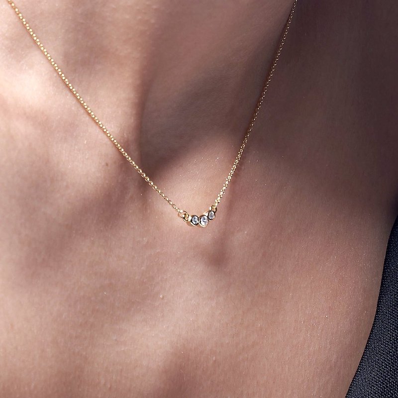 Light Jewelry | Bezel Set Diamond Necklace 3 Colors - Necklaces - Sterling Silver Gold