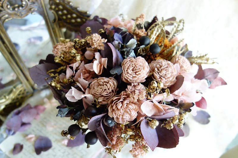Wedding Floral Series ~ Nude Pink Rose Berry Bouquet - Dried Flowers & Bouquets - Plants & Flowers Pink