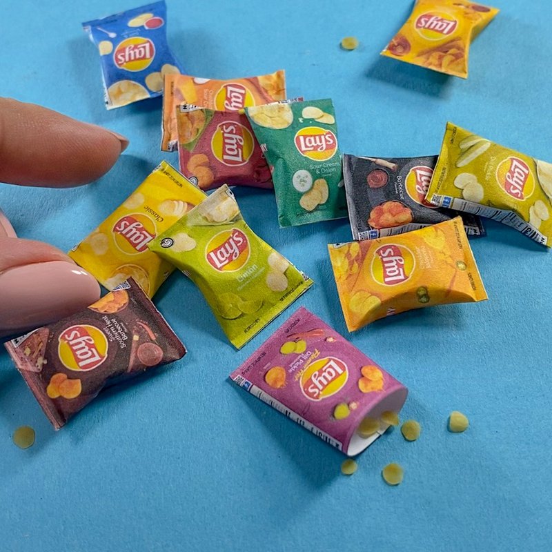 TEMPLATE Miniature chips packs | Printable template | Dollhouse miniatures - 線上教學/教學影片 - 其他材質 