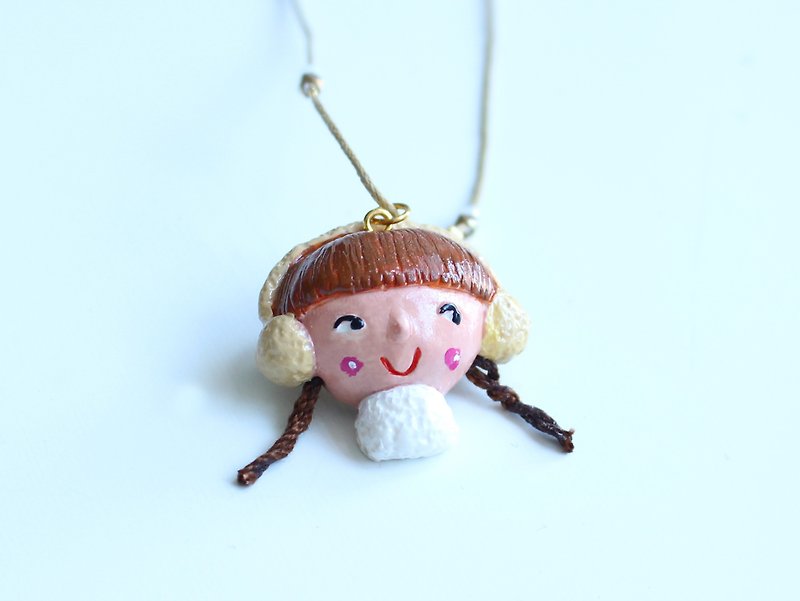 Girl's necklace - Handmade in polymer clay, one of a kind jewelry - สร้อยคอ - ดินเผา สีทอง