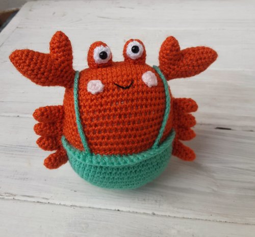CrochetByIryska Hand Crochet Funny Crab Stuffed Toys Animals Sea Plush Toys Knit Amigurumi Gift