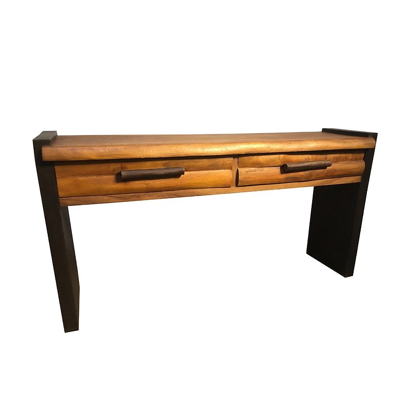 [Jidi City 100% Log Furniture] SNJDE001 Log Double Opening Double Drawing Desk Entrance Table - Dining Tables & Desks - Wood 