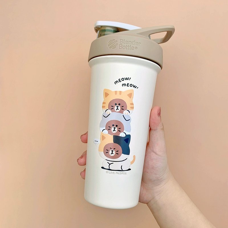 【LINE FRIENDS】BlenderBottle Sleek Stainless Steel-25oz－Three Kittens - Vacuum Flasks - Stainless Steel 