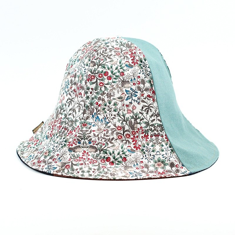 Calf Calf Village Village manual double-sided cap men and women hat hat hedgehog squirrel {birds in spring forest fruits ‧} H-182] - Hats & Caps - Cotton & Hemp Green
