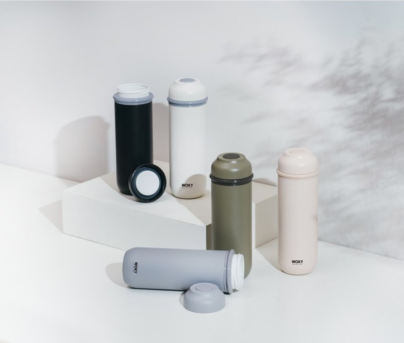 【WOKY】JIN リアル磁器シリーズ 軽量ポータブルセラミック魔法瓶 400ML (5色展開) - 保温・保冷ボトル - 陶器 多色