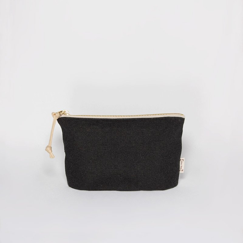 Thick canvas zipper bag mysterious black - Toiletry Bags & Pouches - Cotton & Hemp Black