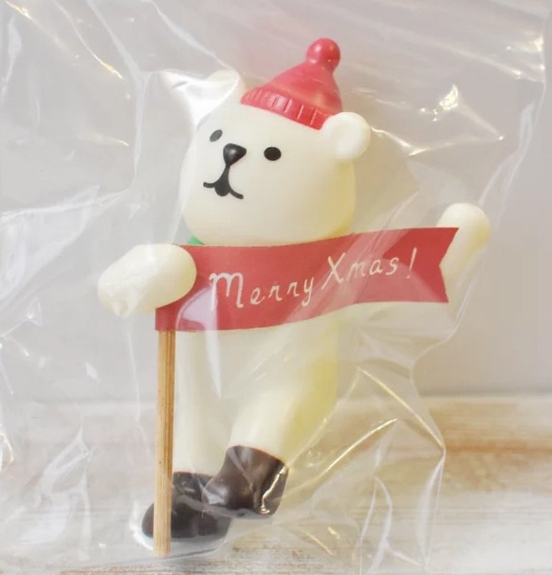 [Japan Decole] Christmas limited edition Christmas Bear Christmas tree decoration / strap - ของวางตกแต่ง - พลาสติก ขาว