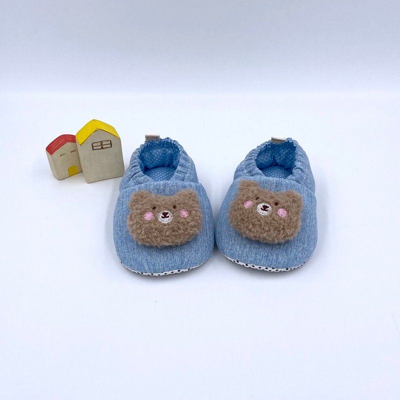 Coffee bear mini doll shaped shoes - รองเท้าเด็ก - ผ้าฝ้าย/ผ้าลินิน สีน้ำเงิน