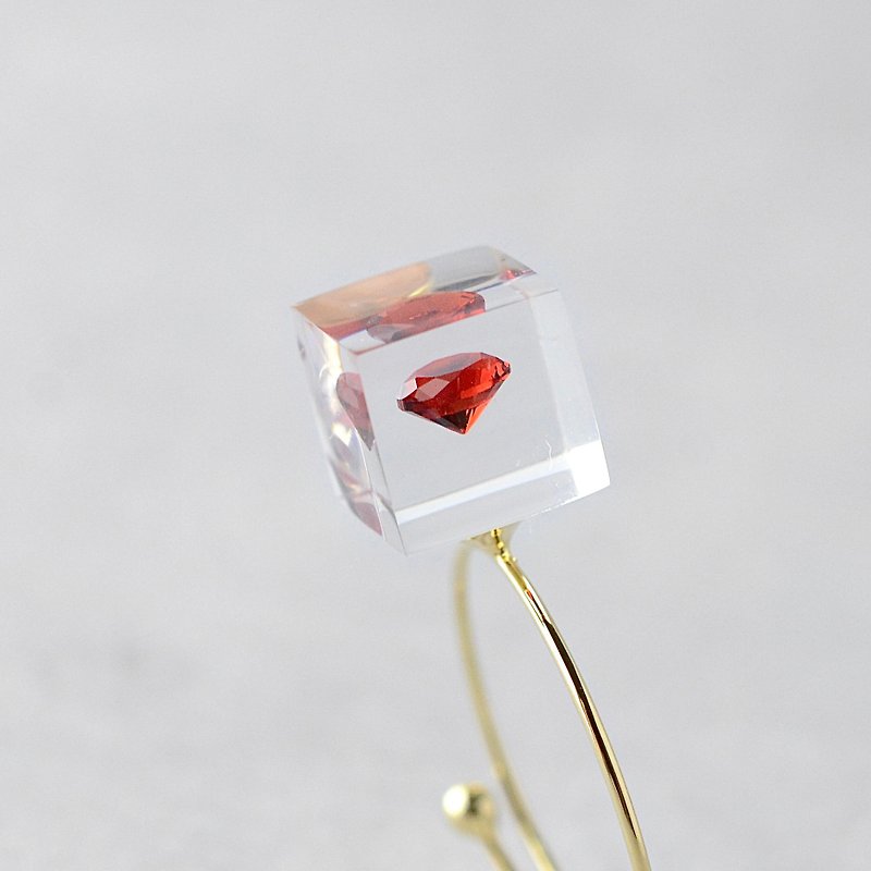 Cubic Zirconia, Ring, Rose Color, Made in Japan, Ring, Free Size, Gold - General Rings - Resin Red