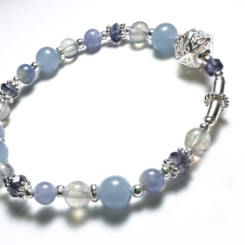 In Hand Jewelry Design 天空之城-丹泉石.海藍寶.堇青石.天使石設計款手鍊