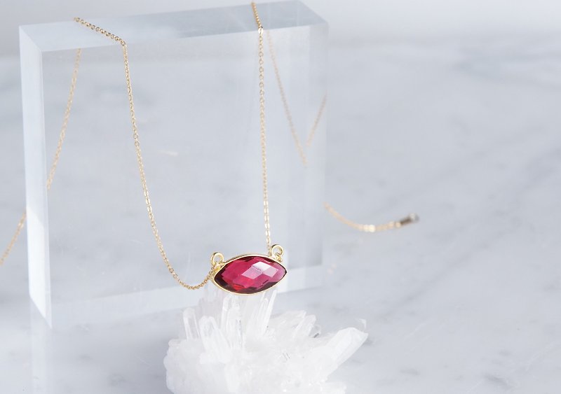 【14 KGF】 Necklace, Rubellite Quartz - Necklaces - Gemstone Red