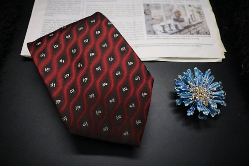 壞紳士 深紅小碎花真絲領帶/百搭英倫風提花領帶
