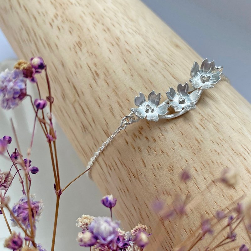 Cherry Blossom - Sterling Silver Bracelet Flower Handmade - สร้อยข้อมือ - เงินแท้ หลากหลายสี