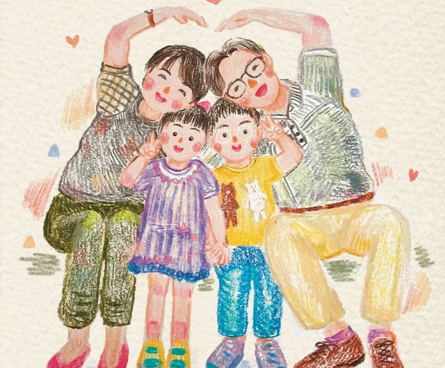 デジタル】【可愛くて温かい似顔絵】色鉛筆手描きスタイル | 人物のみ