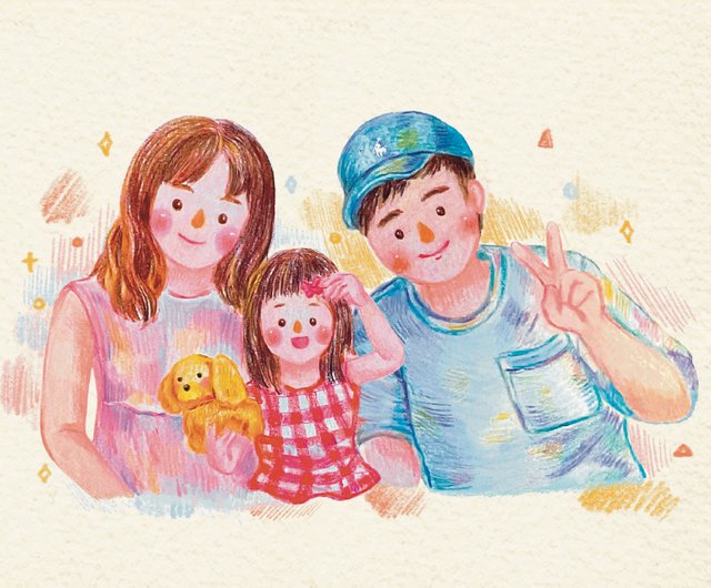 デジタル】【可愛くて温かい似顔絵】色鉛筆手描きスタイル | 人物のみ