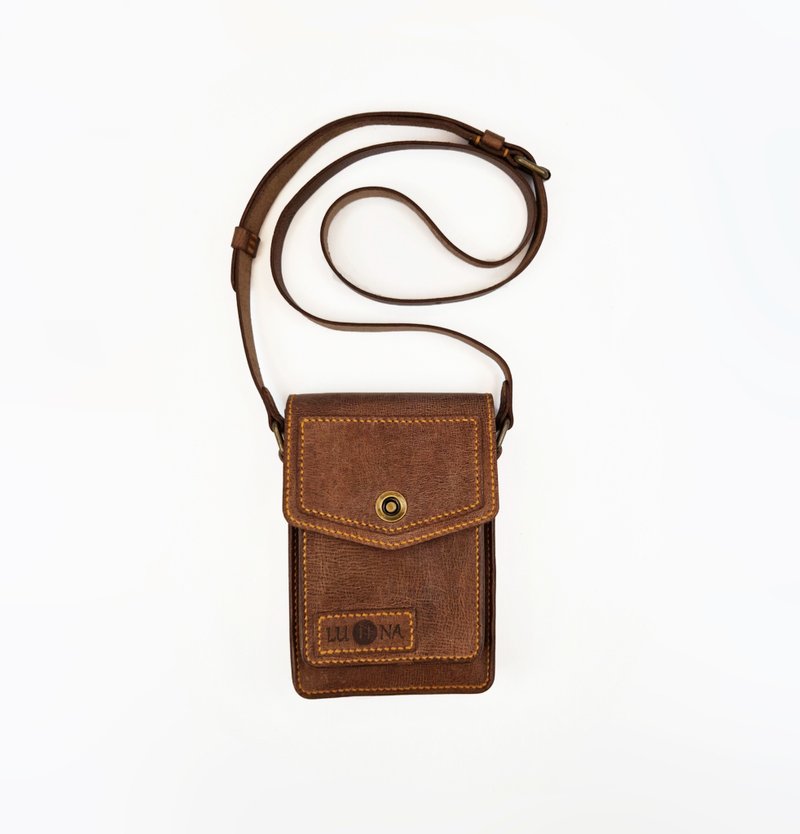 Leather Crossbody iPhone Purse, Brown Phone Bag, Small Shoulder Case, Gift idea - อื่นๆ - หนังแท้ สีนำ้ตาล