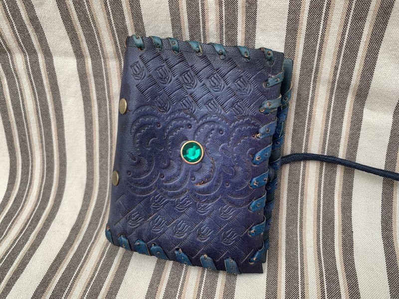 Majans Leather Notebook Polaroid Photo Album Navy Ethnic Style - อัลบั้มรูป - หนังแท้ สีน้ำเงิน