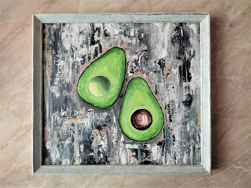 Artpainting Avocado painting, Artwork food still life, Green avocado kitchen wall art decor