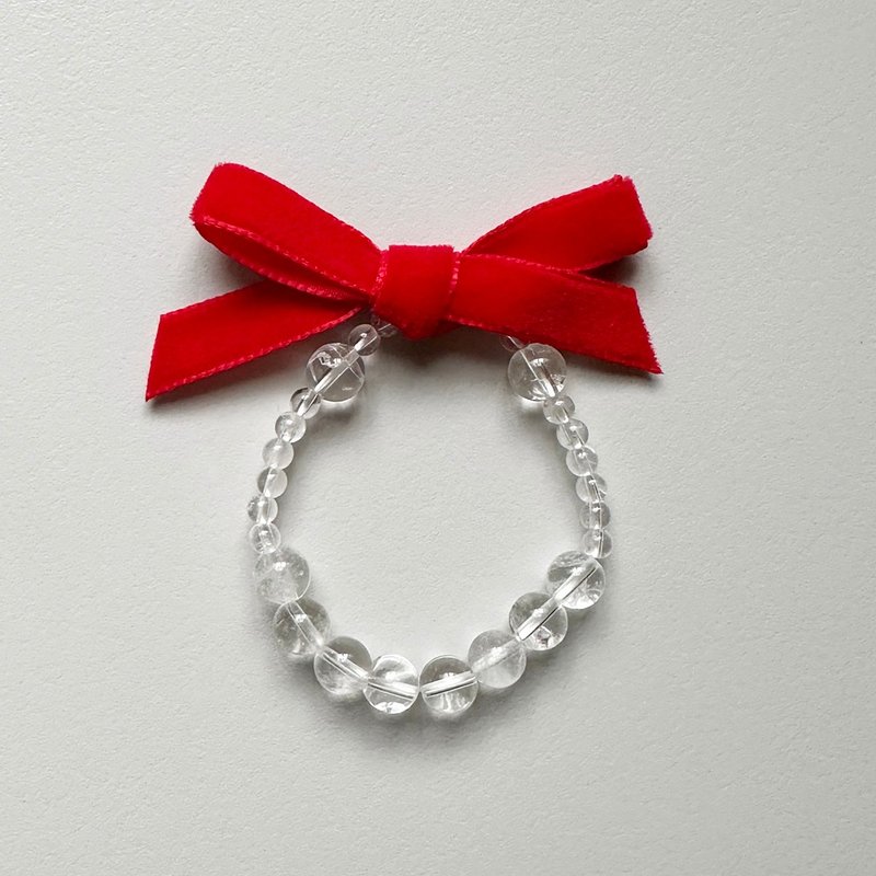 C happyスマイルホワイトクリスタルブレスレット_レッドリボンモデル_笑顔で幸運な一年を - ブレスレット - クリスタル レッド
