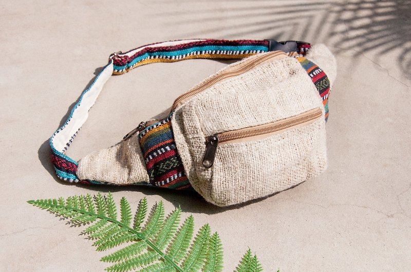 Carry-in pockets cotton and linen pockets hand-woven cloth side backpack cross-body bag chest bag shoulder bag - South American style - กระเป๋าแมสเซนเจอร์ - ผ้าฝ้าย/ผ้าลินิน หลากหลายสี