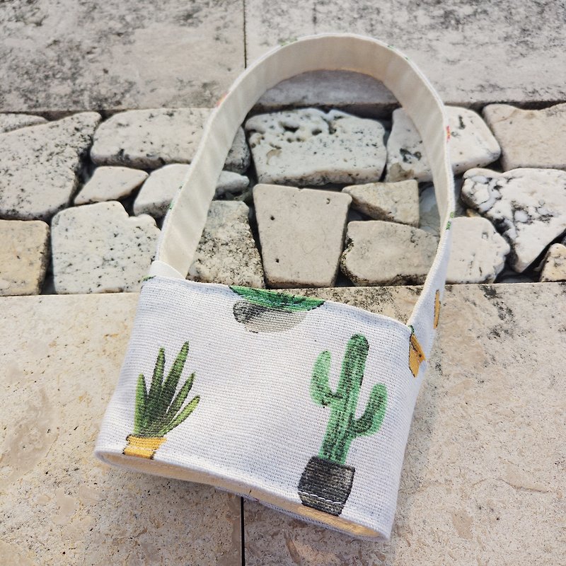 [Reducing Cloth Handmade] Beverage Bag - Meat Cactus - Beverage Holders & Bags - Cotton & Hemp Multicolor