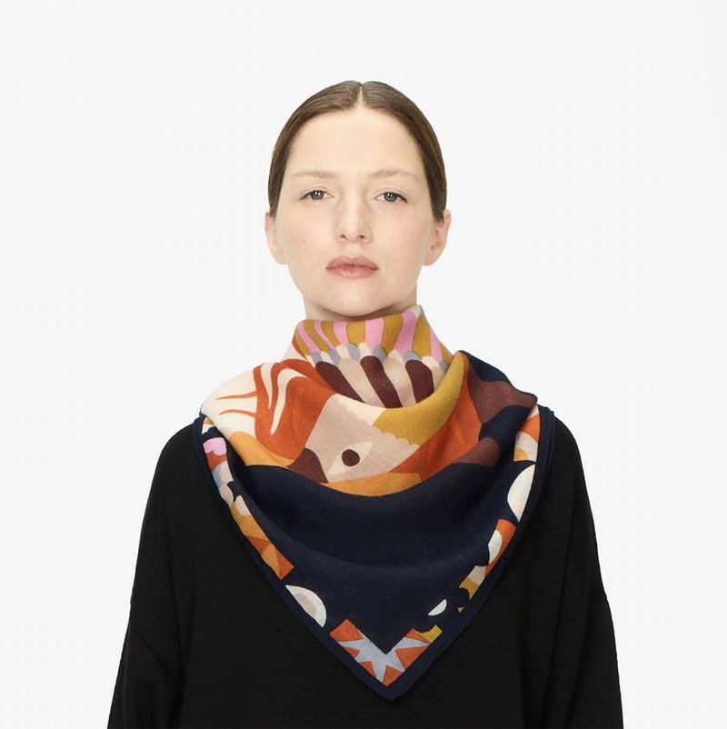 JEAN LOU/NAVY - Knit Scarves & Wraps - Wool Multicolor