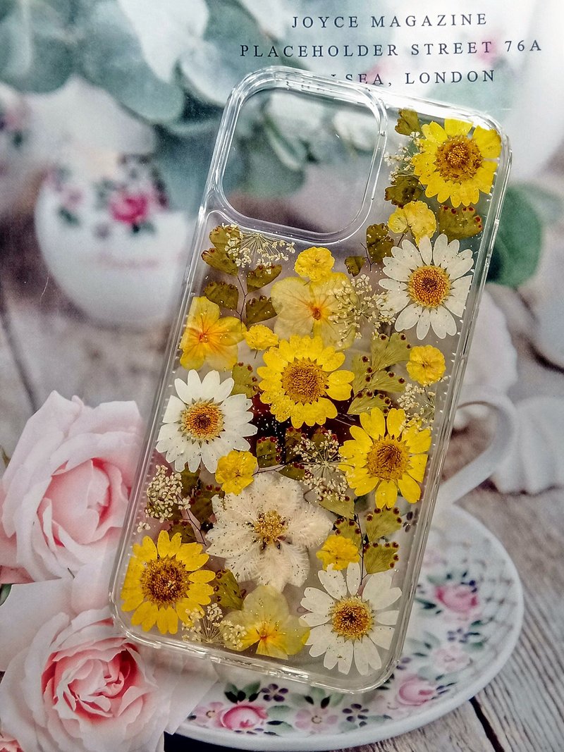 手作りプレスフラワー携帯電話保護ケース| iPhone13Pro | iPhone 13 Pro Max |フラワーウェア - スマホケース・カバー - プラスチック 多色
