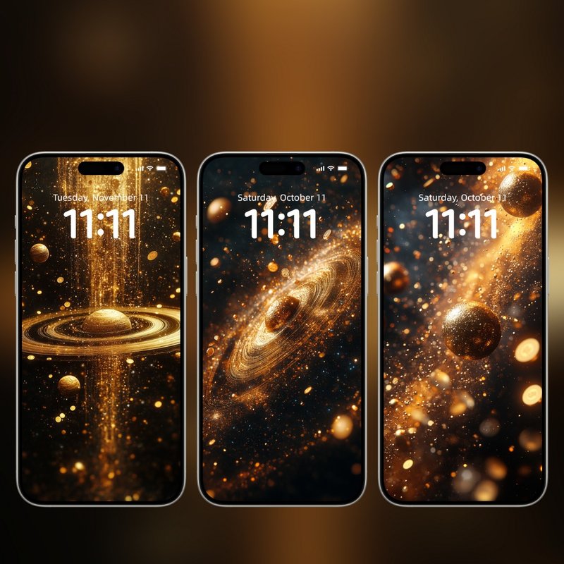 能量壁紙系列 |手機桌布| 黃金星球 能量手機壁紙W0008 - 電子似顏繪/繪畫/插畫 - 其他材質 