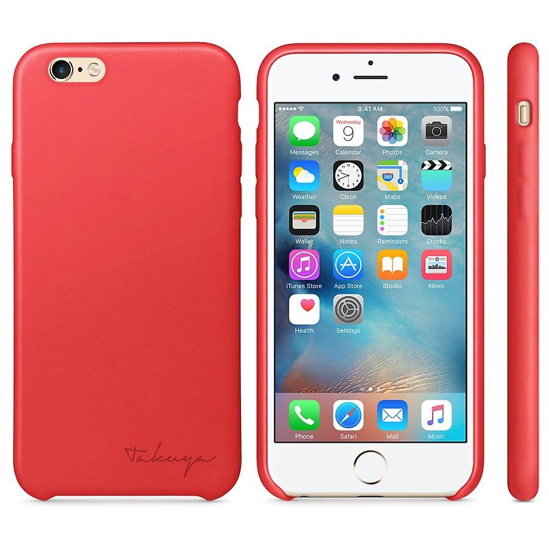 名字訂製 iPhone 皮套 紅色 iPhone 8 / 7 / 6 / 6s / Plus - 手機殼/手機套 - 真皮 紅色