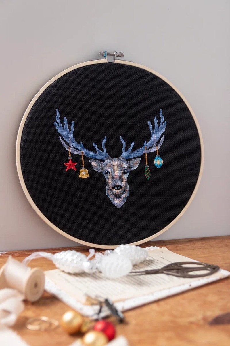 Christmas Deer Cross Stitch PDF Pattern 十字繡 - คอร์สงานฝีมือ/หนังสือคู่มือ - วัสดุอื่นๆ 