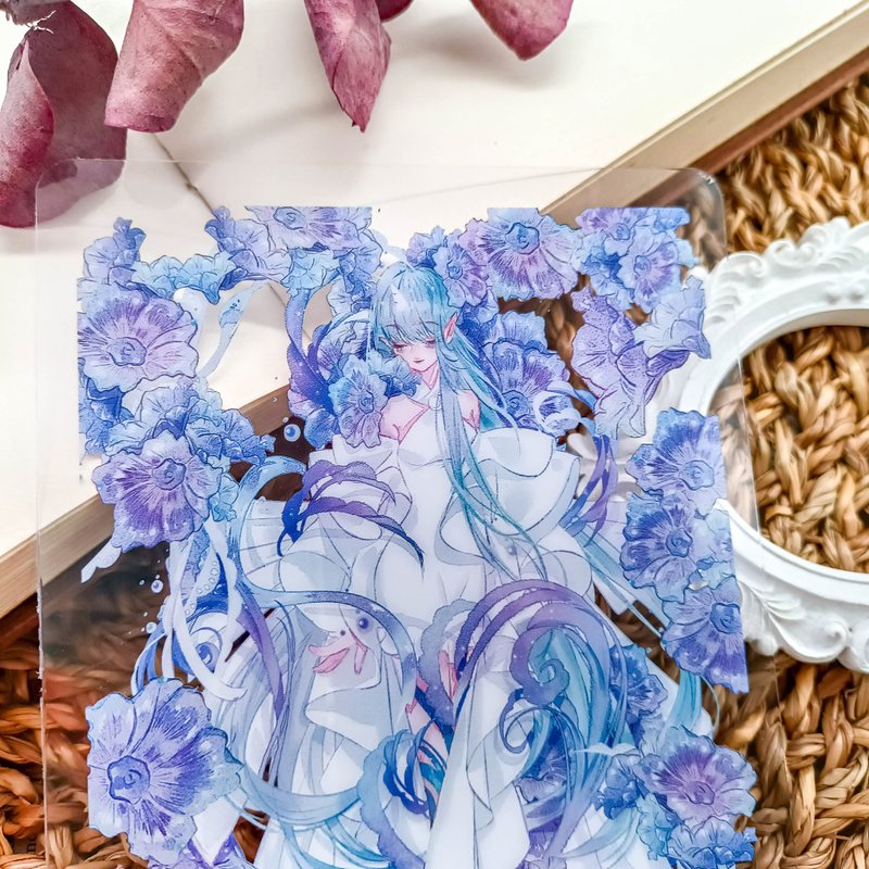 614_優遊月光A_blue flower fairy A / 晶透書寫墊 - 其他 - 塑膠 多色