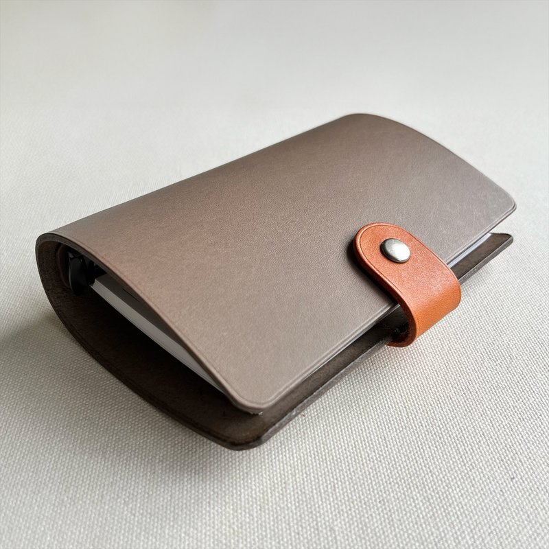 Kyoto A7/ A6 six-hole loose-leaf book cover/handbook-natural Brown/slate gray - สมุดบันทึก/สมุดปฏิทิน - หนังแท้ สีเทา