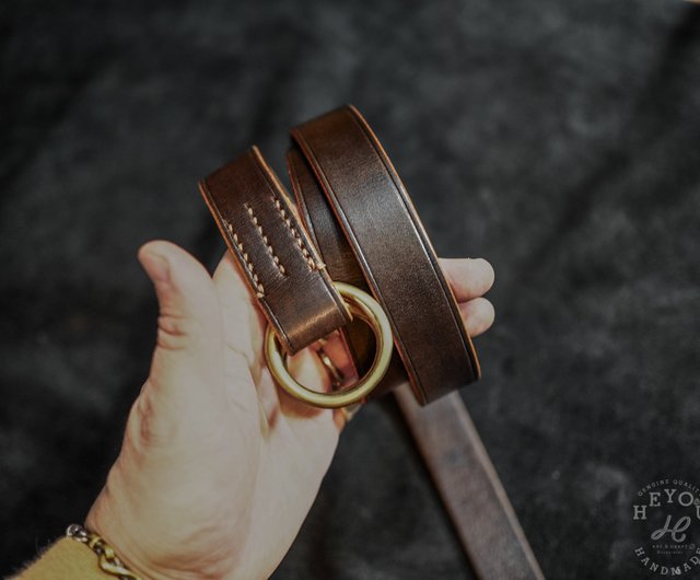 Double ring leather outlet belt