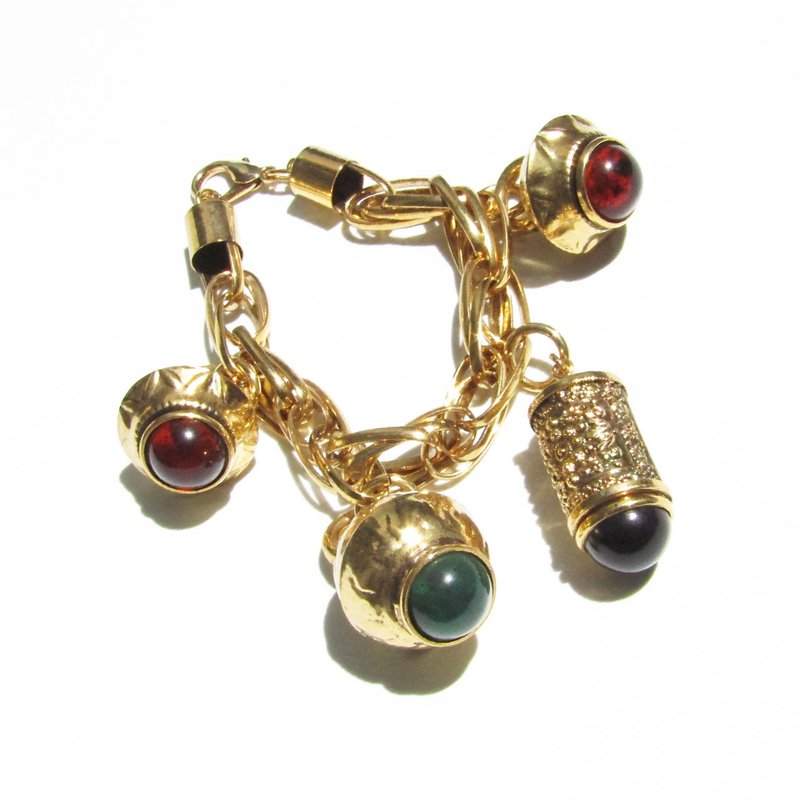 80s Vintage gold charm bracelet - ブレスレット - 金属 ゴールド
