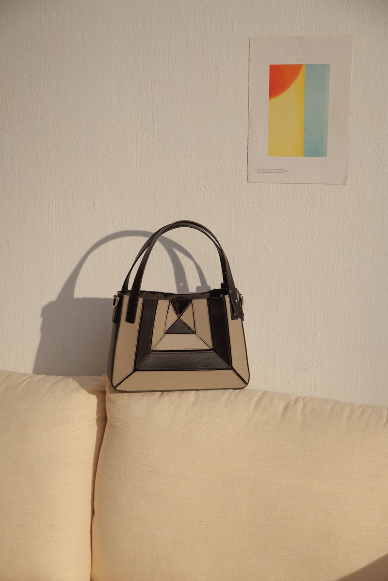 Lukbag 真皮側背包-Tangram S |手提斜背包 | 灰與黑 | 訂製款 - 側背包/斜背包 - 真皮 多色