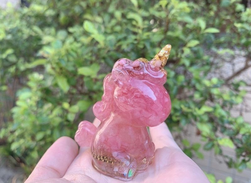 Pink crystal small gorgeous unicorn DIY online teaching with material package - Other - Gemstone 