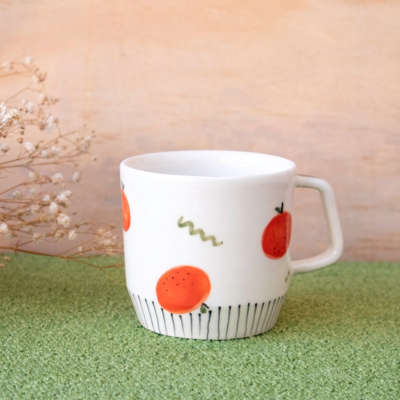 Painted Series Cup [Orange x Black Line] - Mugs - Pottery Orange