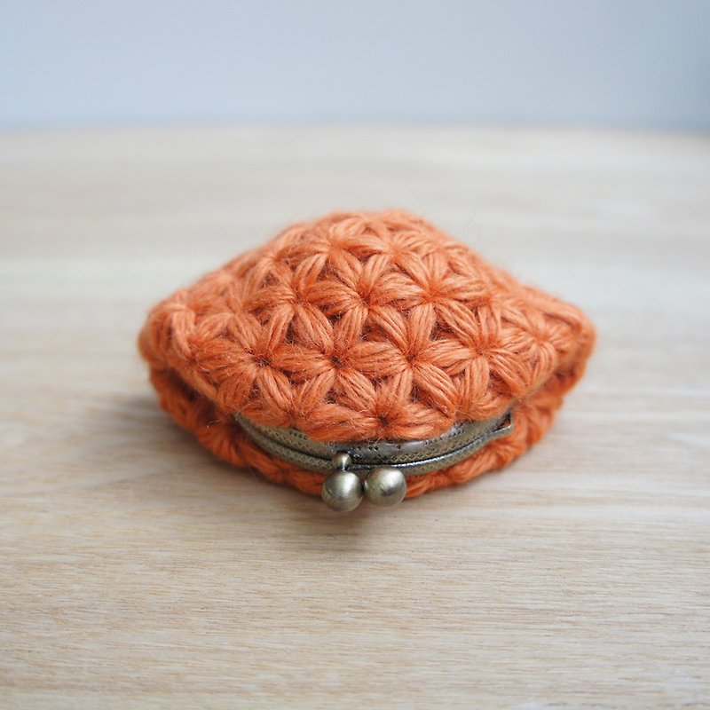 Ba-ba handmade Jasmine Stitch crochet coinpurse No.C1154 - 散紙包 - 其他材質 橘色