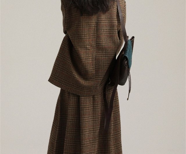 Plaid wool skirt outlet suit