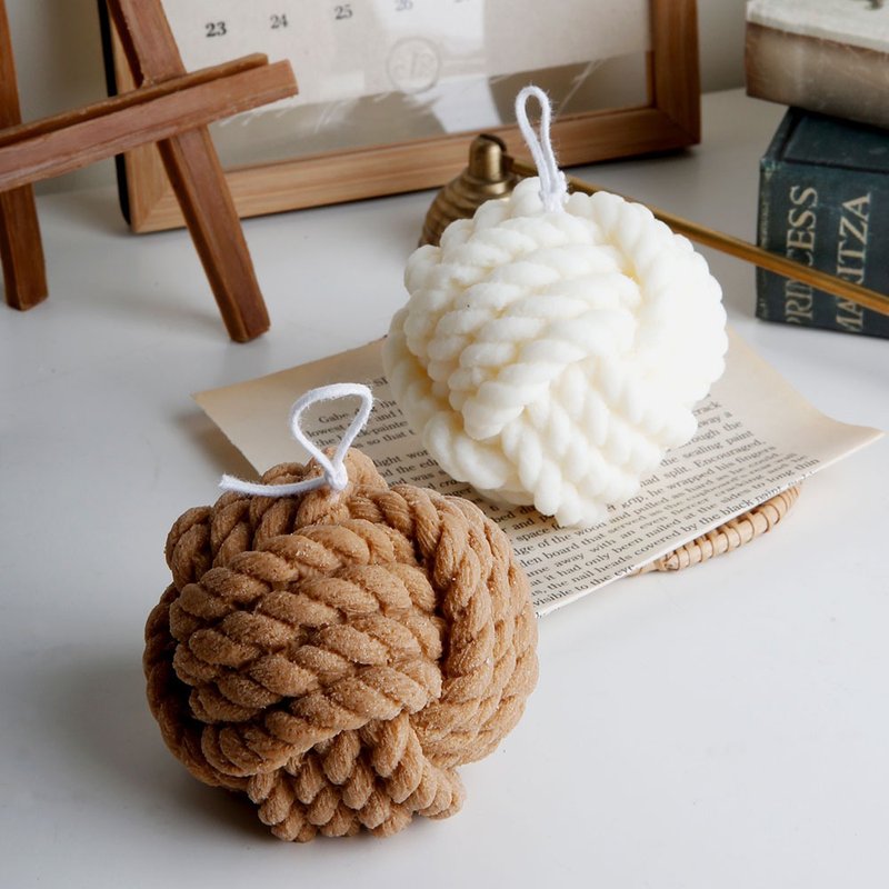 粗繩球蠟燭 Stringball Candle 白色/咖啡兩色擇1(約175g) - 香氛蠟燭/燭台 - 蠟 