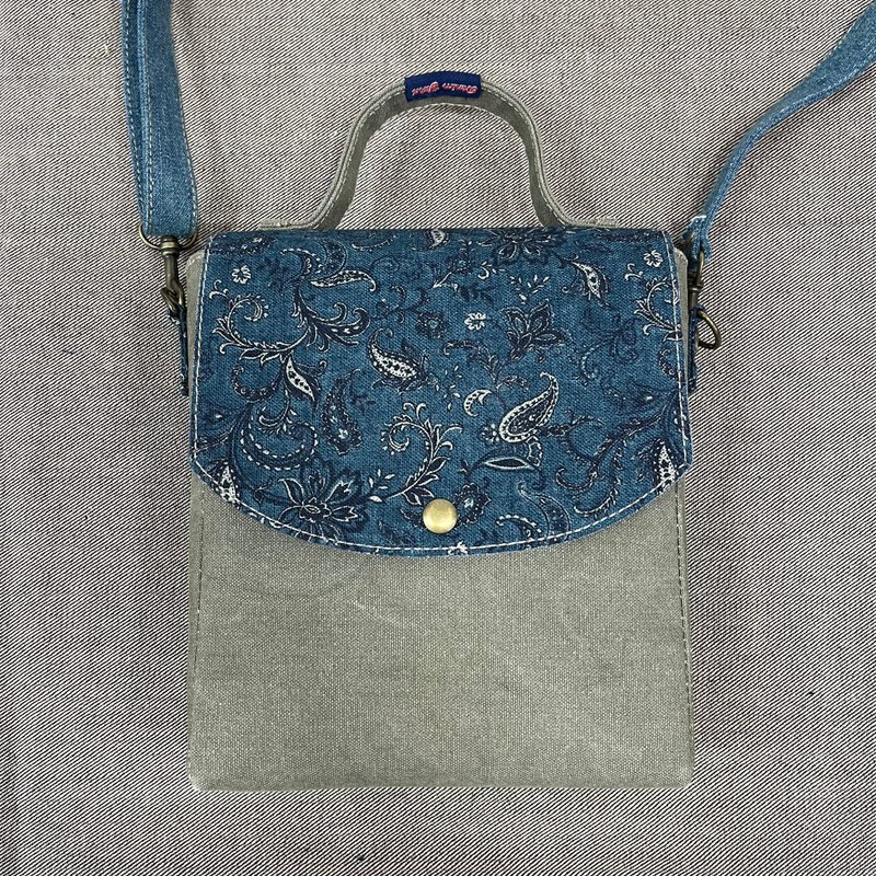 (Customized) Denim Color Matching Crossbody Small Square Bag - กระเป๋าแมสเซนเจอร์ - วัสดุอื่นๆ 