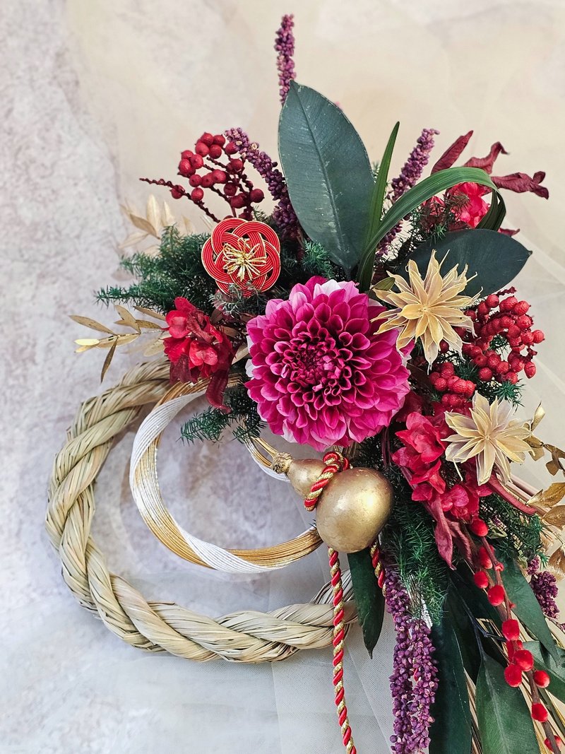 //新年限定//富貴鴻運注連繩 永生花台北板橋 初學者可 - 植栽/花藝 - 植物．花 